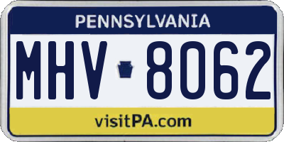 PA license plate MHV8062