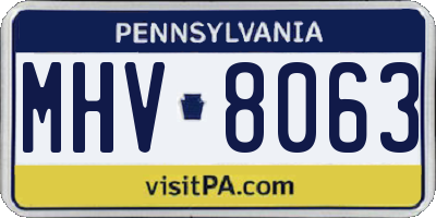 PA license plate MHV8063