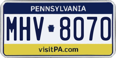 PA license plate MHV8070