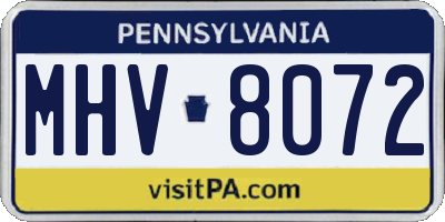 PA license plate MHV8072