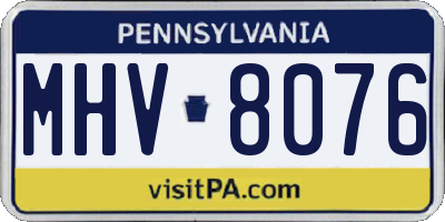 PA license plate MHV8076