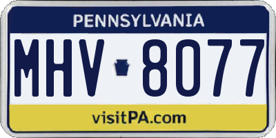 PA license plate MHV8077