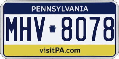 PA license plate MHV8078