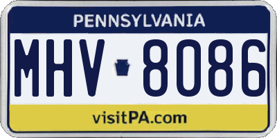 PA license plate MHV8086
