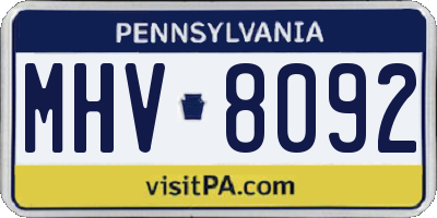 PA license plate MHV8092