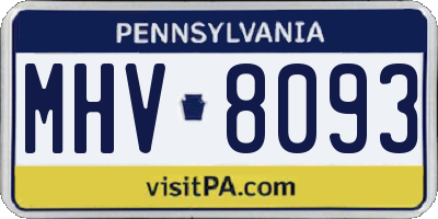 PA license plate MHV8093