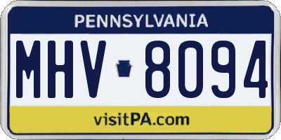 PA license plate MHV8094