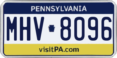 PA license plate MHV8096