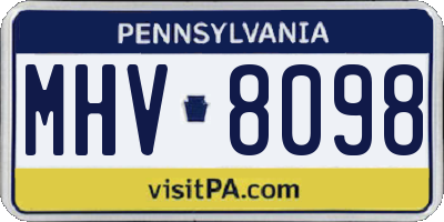 PA license plate MHV8098
