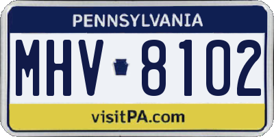 PA license plate MHV8102