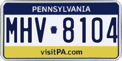 PA license plate MHV8104