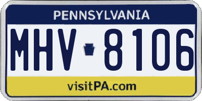 PA license plate MHV8106