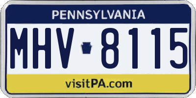 PA license plate MHV8115