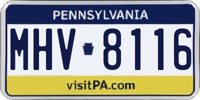 PA license plate MHV8116