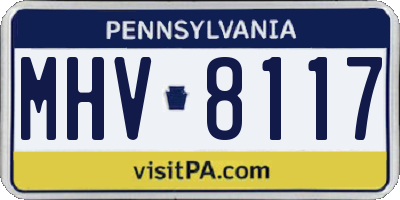 PA license plate MHV8117
