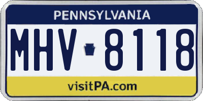 PA license plate MHV8118
