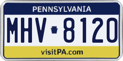 PA license plate MHV8120