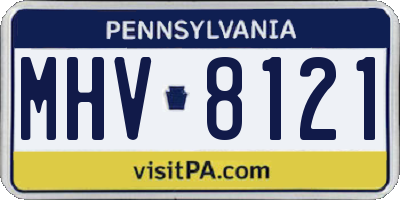 PA license plate MHV8121