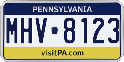 PA license plate MHV8123