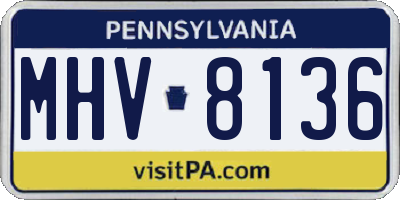 PA license plate MHV8136