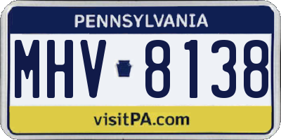 PA license plate MHV8138