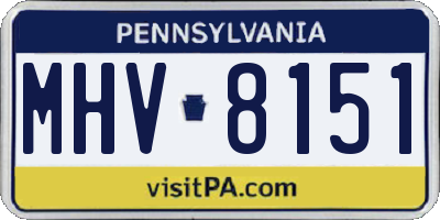 PA license plate MHV8151
