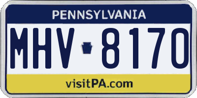 PA license plate MHV8170