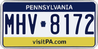 PA license plate MHV8172
