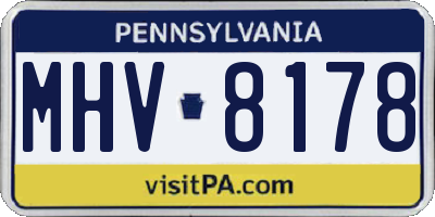 PA license plate MHV8178
