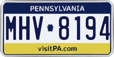 PA license plate MHV8194