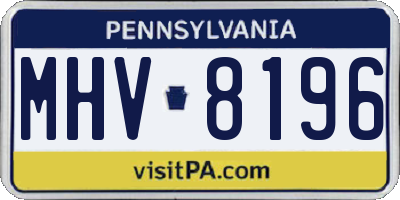PA license plate MHV8196