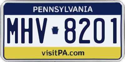 PA license plate MHV8201