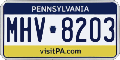 PA license plate MHV8203