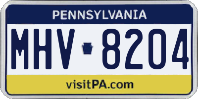 PA license plate MHV8204