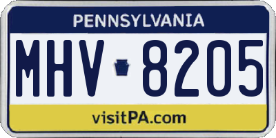 PA license plate MHV8205