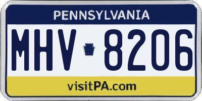 PA license plate MHV8206