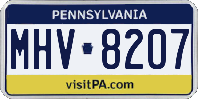 PA license plate MHV8207