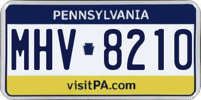 PA license plate MHV8210