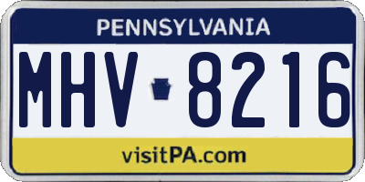 PA license plate MHV8216