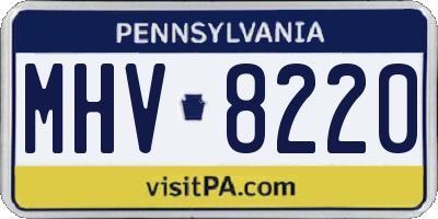 PA license plate MHV8220