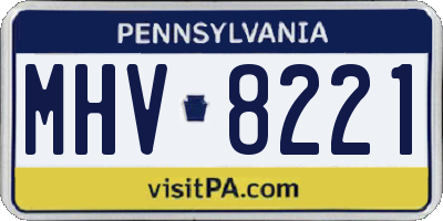 PA license plate MHV8221