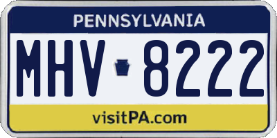 PA license plate MHV8222