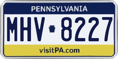 PA license plate MHV8227