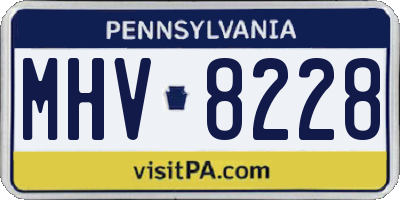 PA license plate MHV8228
