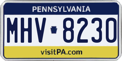 PA license plate MHV8230