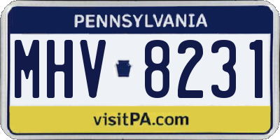 PA license plate MHV8231