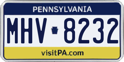 PA license plate MHV8232