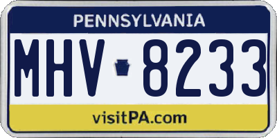 PA license plate MHV8233