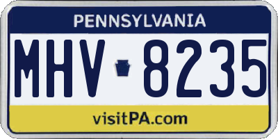 PA license plate MHV8235