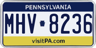 PA license plate MHV8236